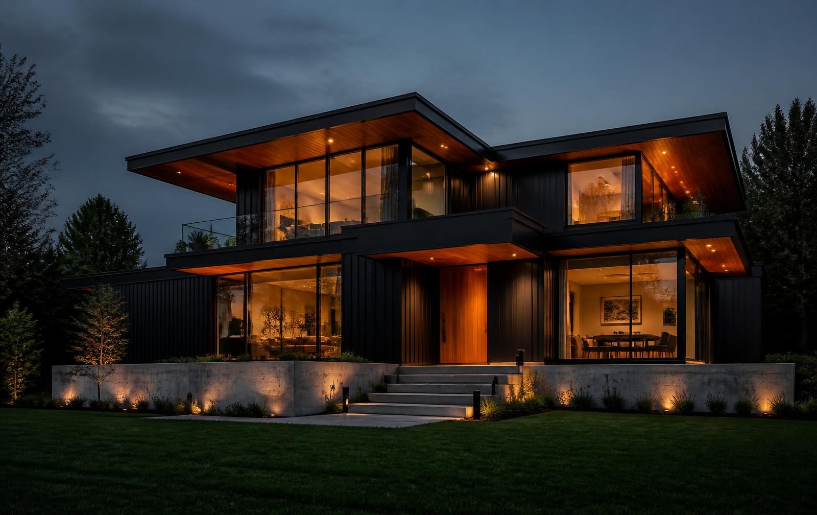 The finished residence corresponding to the technical drawing